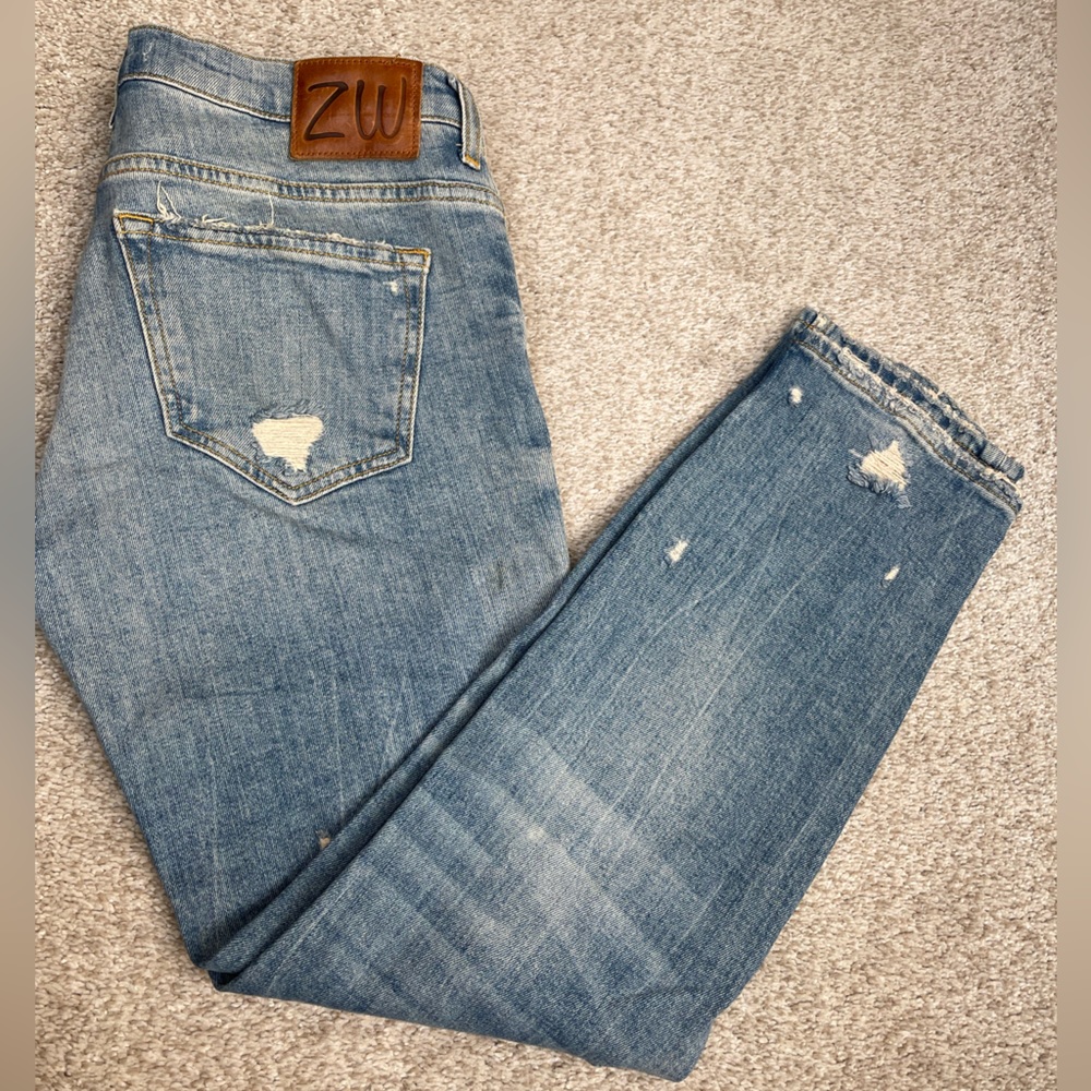 Zara Women Blue Premium Denim Collection, medium-waisted.